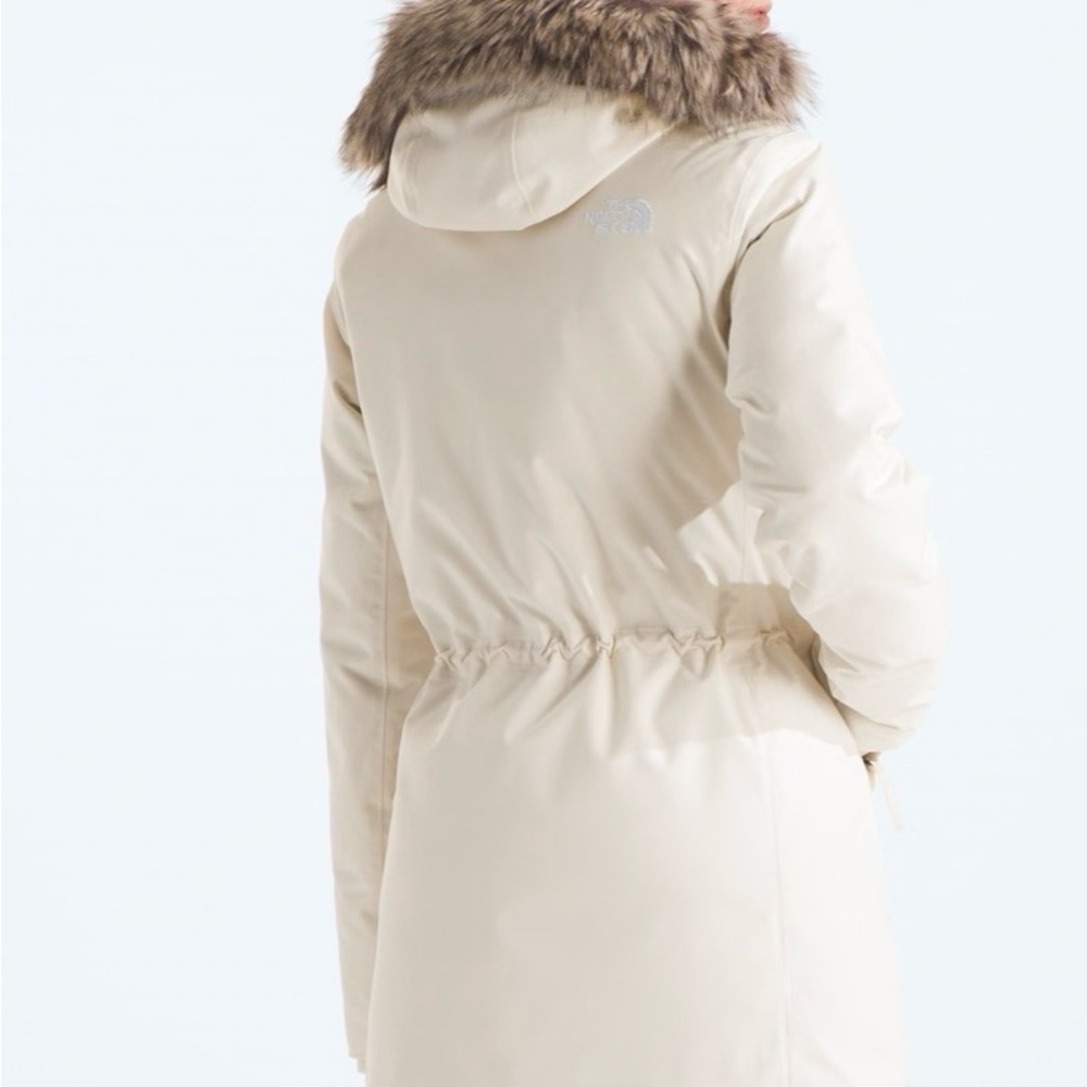 SALE The North Face Arctic Parka Cream White Fur Hood Women's Large - Picture 4 of 9
